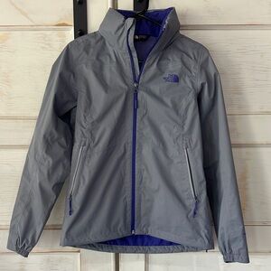 The North Face Gray Jacket with Purple Trim Raincoat